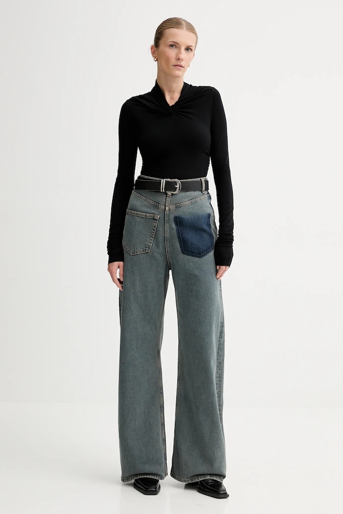MM6 Maison Margiela jeansy wide leg damskie S52LA0257.S30844.963 niebieski SS26