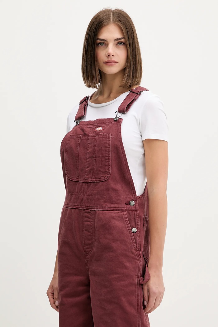 Salopete din denim Dickies DK0A87N8 burgundia