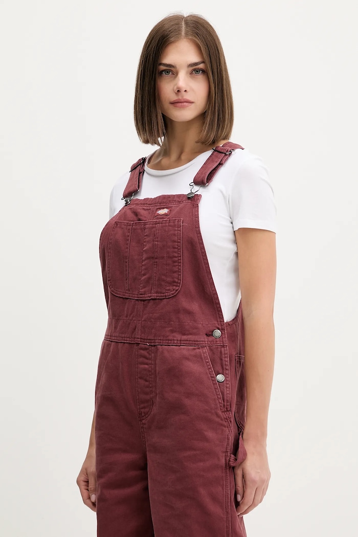 Salopete din denim Dickies DK0A87N8 burgundia