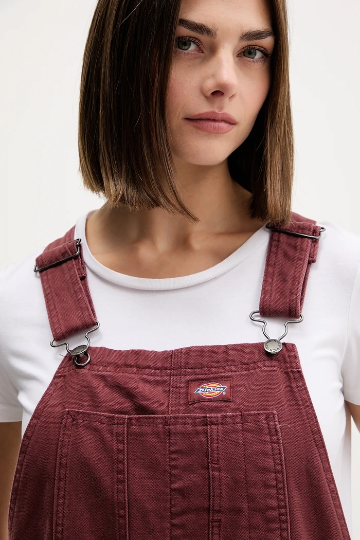 Salopete din denim Dickies burgundia DK0A87N8