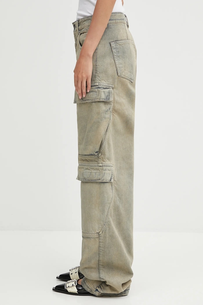 Rick Owens DRKSHDW jeansy bawełniane Double Cargo DS02E7308.DMP beżowy AW25
