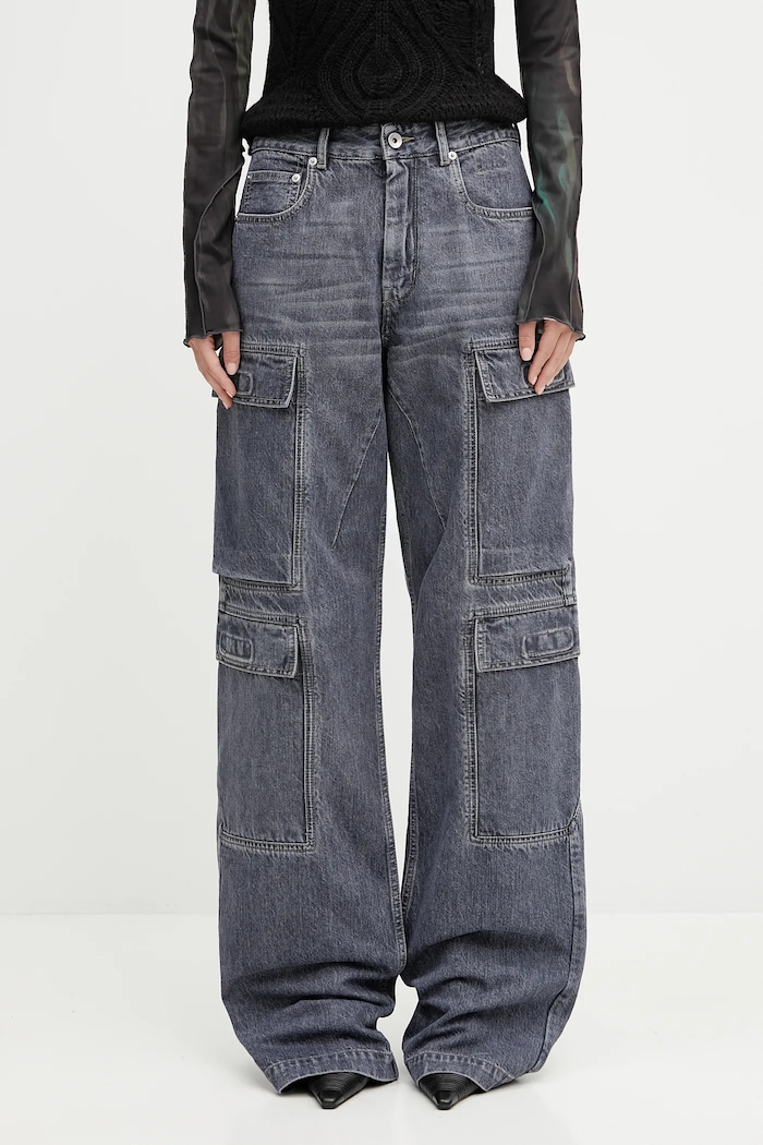 Rick Owens DRKSHDW jeansy bawełniane Double Cargo niebieski DS02E7308.DGY