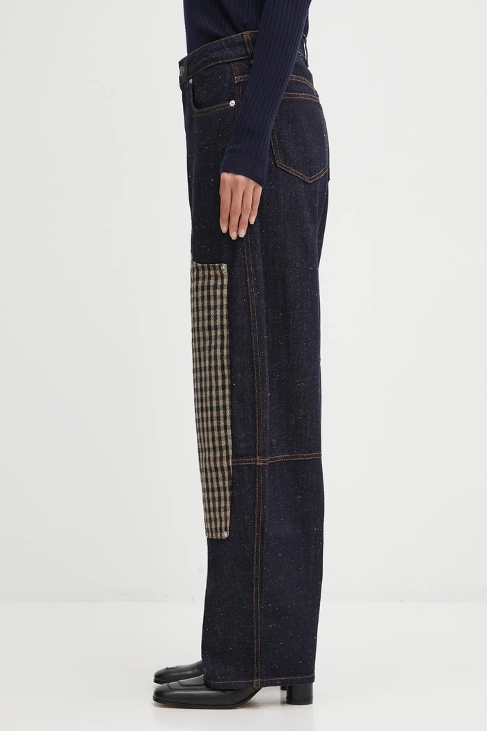 GANNI jeansy Neppy Denim Carpenter J1765 granatowy AW25