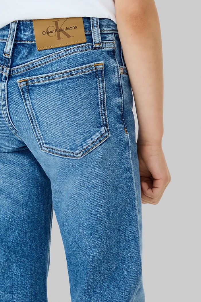Detské rifle Calvin Klein Jeans MR STRAIGHT modrá IG0IG02996.9BYA