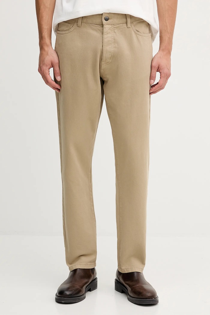 United Colors of Benetton pantaloni straight bărbați din bumbac drept verde 4U32UE01W