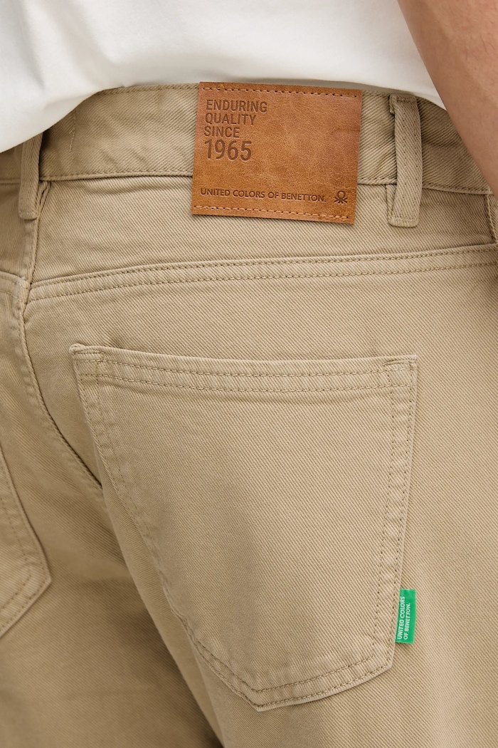 United Colors of Benetton pantaloni straight bărbați din bumbac verde 4U32UE01W