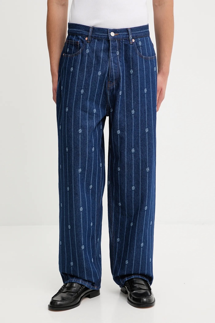 Drôle de Monsieur blugi relaxed fit pentru bărbați Le Jean Baggy Monogramme albastru I.BP168.CO238