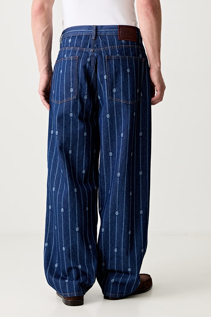 Odzież Drôle de Monsieur Le Jean Baggy Monogramme jeansy relaxed fit męskie I.BP168.CO238 niebieski