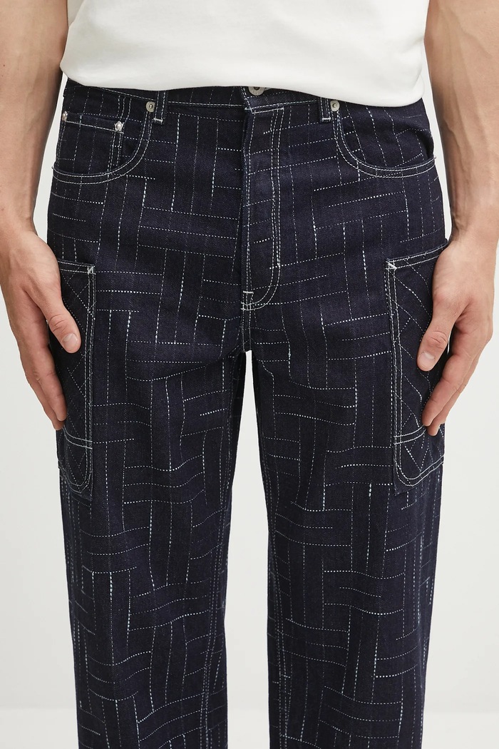 Kenzo jeans Weave Cargo Monkey Fit navy FF65DP4086V1