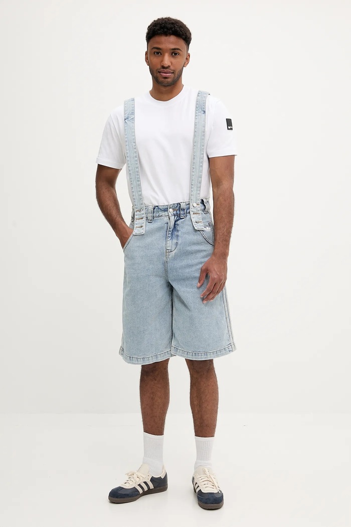 adidas Originals ogrodniczki jeansowe Pride x Jeremy Scott niebieski JY2022
