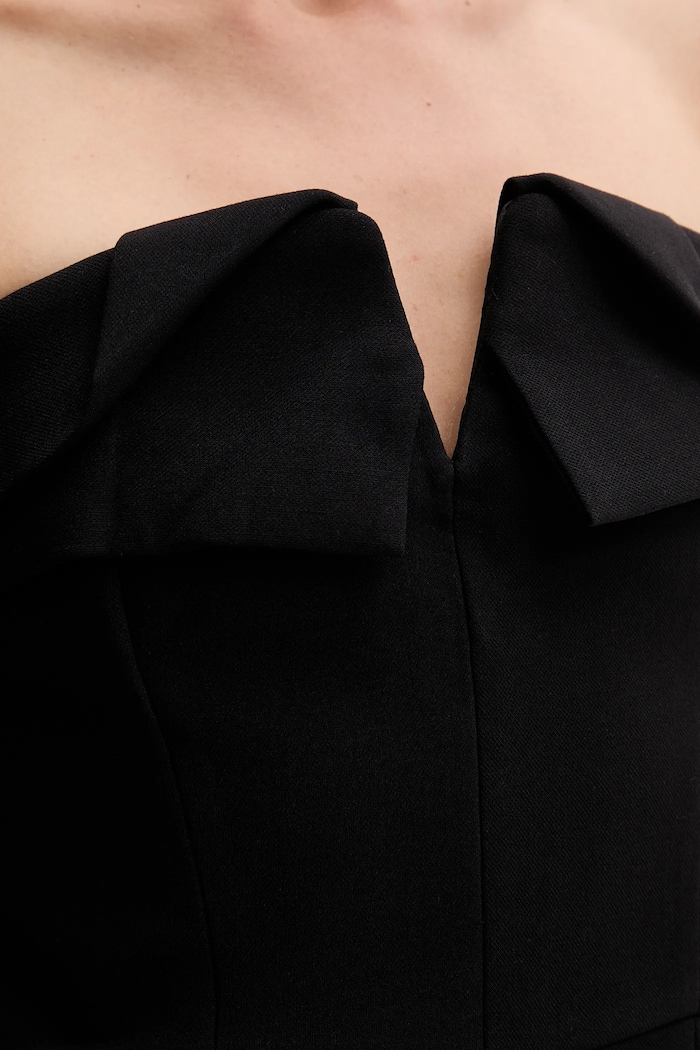 Tuta elegante Bardot nero 60092PB