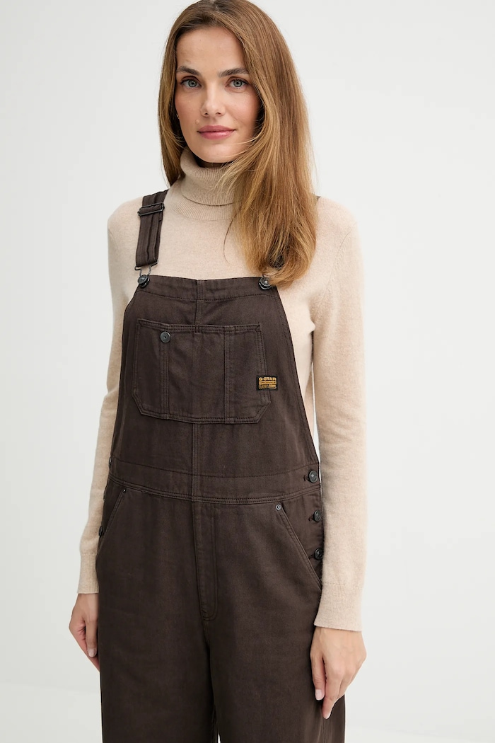Džínové lacláče G-Star Straight Dungaree hnědá D26926.E078