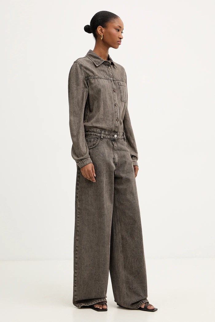 Haveone salopetă jeans YGZ.P009 gri AW25