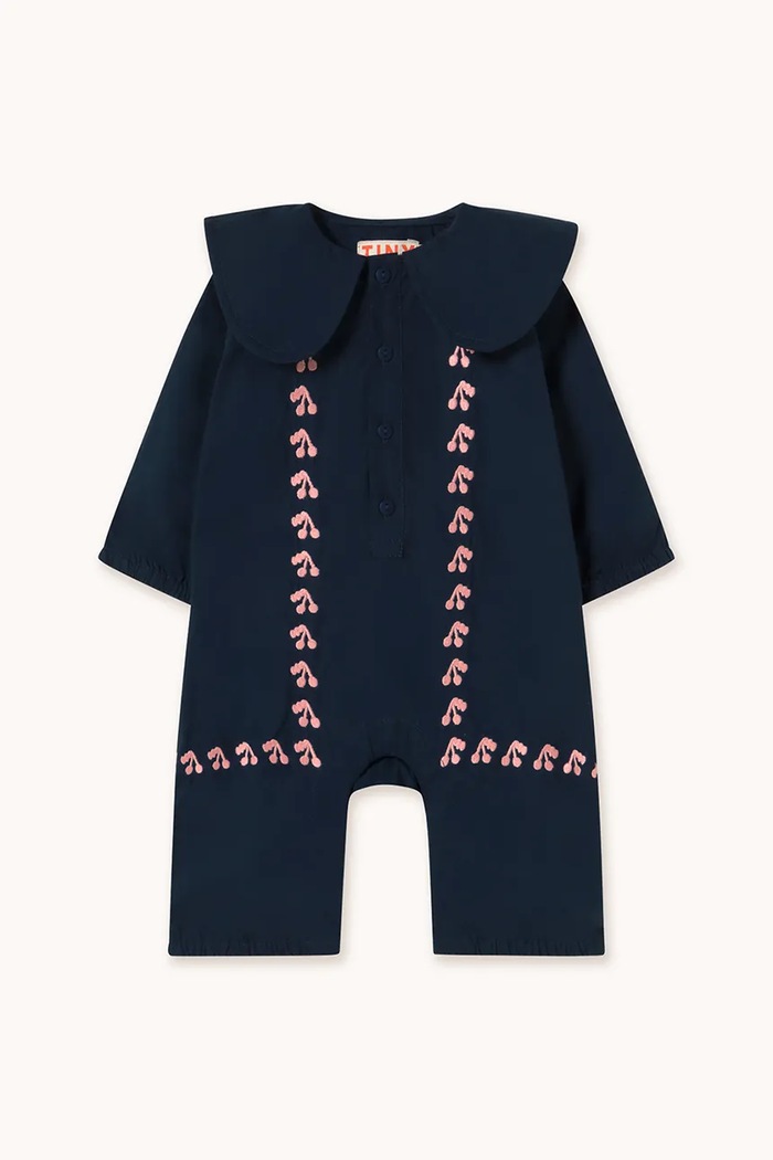 Tinycottons combinezon bebe MINI CHERRIES ONE-PIECE lung bleumarin AW25.408