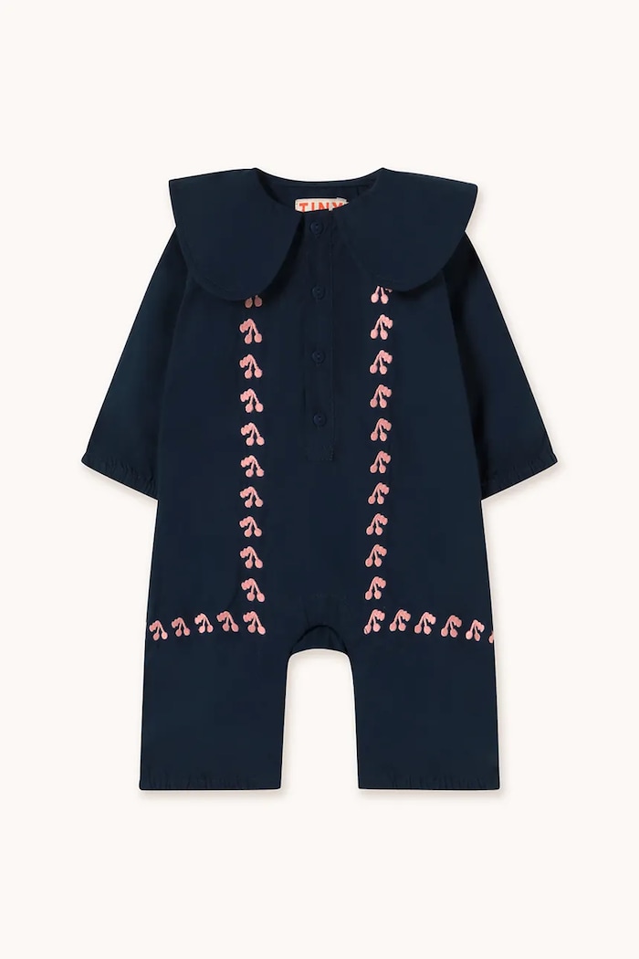 Tinycottons combinezon bebe MINI CHERRIES ONE-PIECE lung bleumarin AW25.408