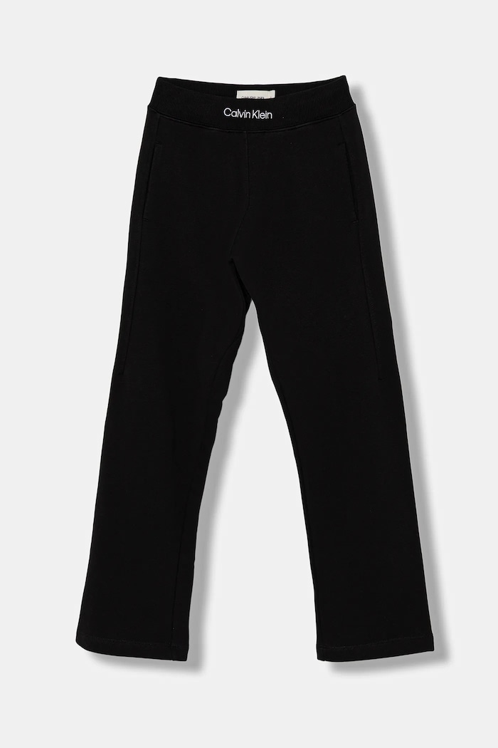 Calvin Klein Jeans spodnie dresowe bawełniane dziecięce WB EMBROIDERY TERRY J bawełna czarny IB0IB02538.9BYA