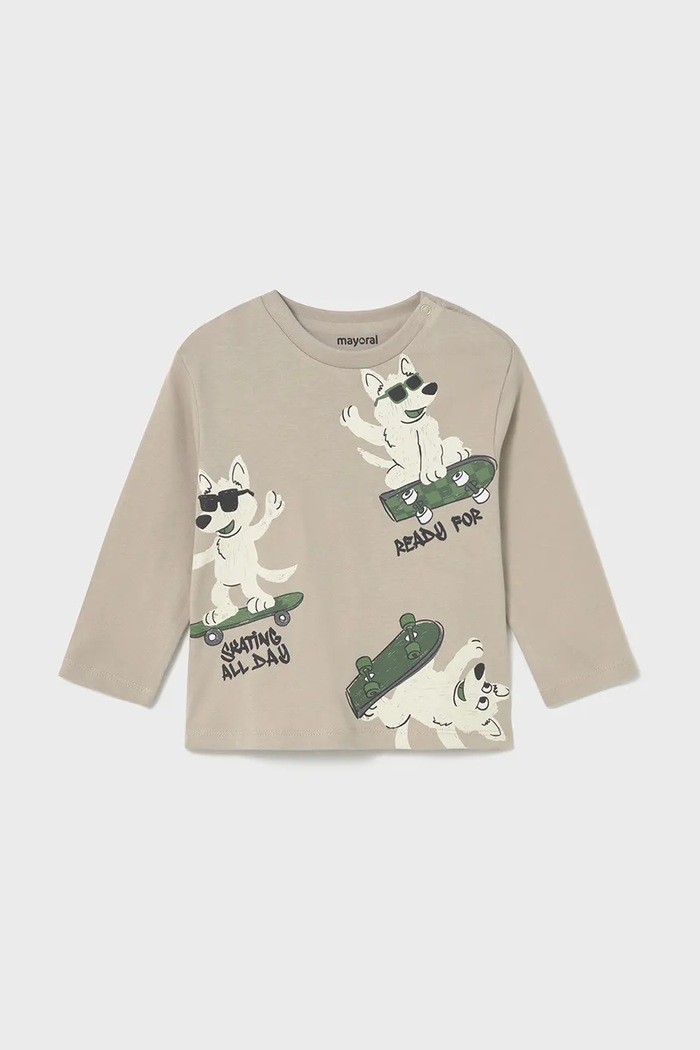 Mayoral longsleeve din bumbac pentru copii print bej 2061.3B.Baby.9BYA