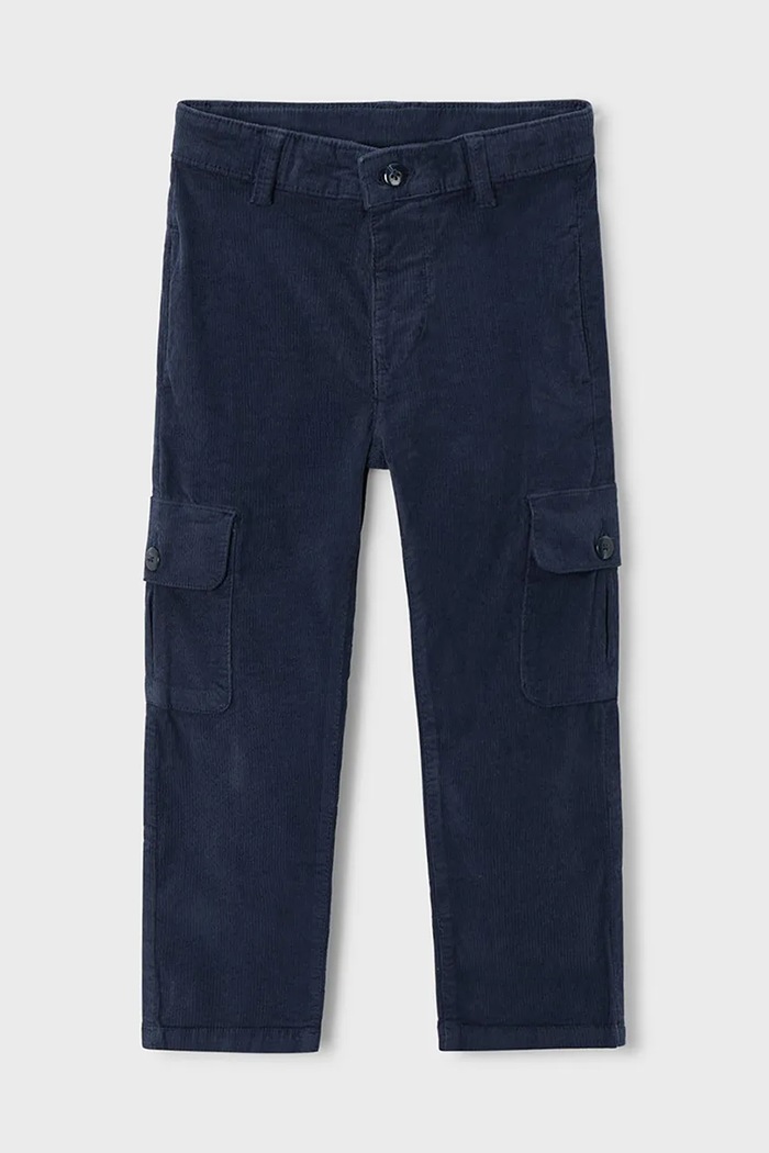 Mayoral pantaloni din catifea pentru copii cargo sztruks cu elastan bleumarin 4564.5F.Mini.9BYA