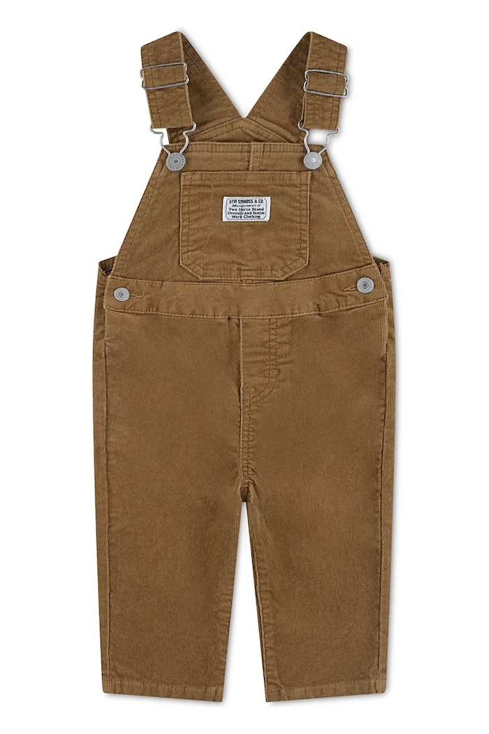 Παιδικές βαμβακερές ολόσωμες φόρμες Levi's CORDUROY OVERALL βαμβάκι καφέ 6EJ335.B