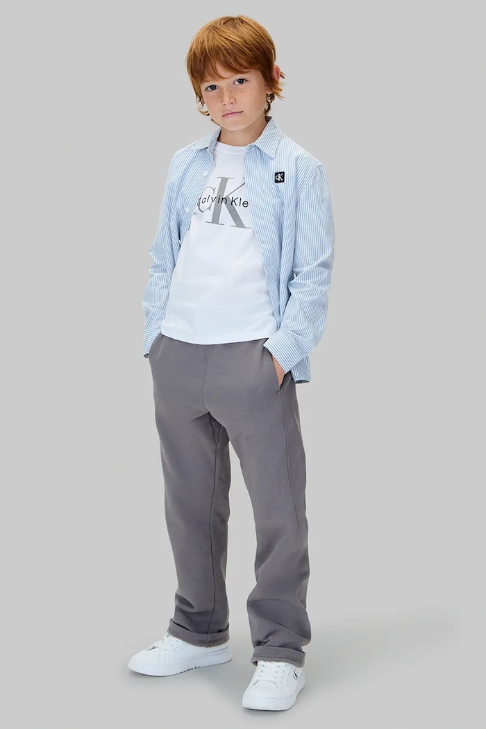 Calvin Klein Jeans spodnie bawełniane dziecięce bawełna szary IB0IB02571.9BYA