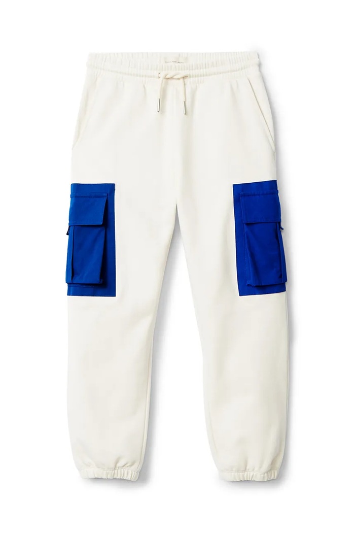 Calvin Klein Jeans spodnie dresowe bawełniane dziecięce bawełna beżowy IB0IB02572.9BYA