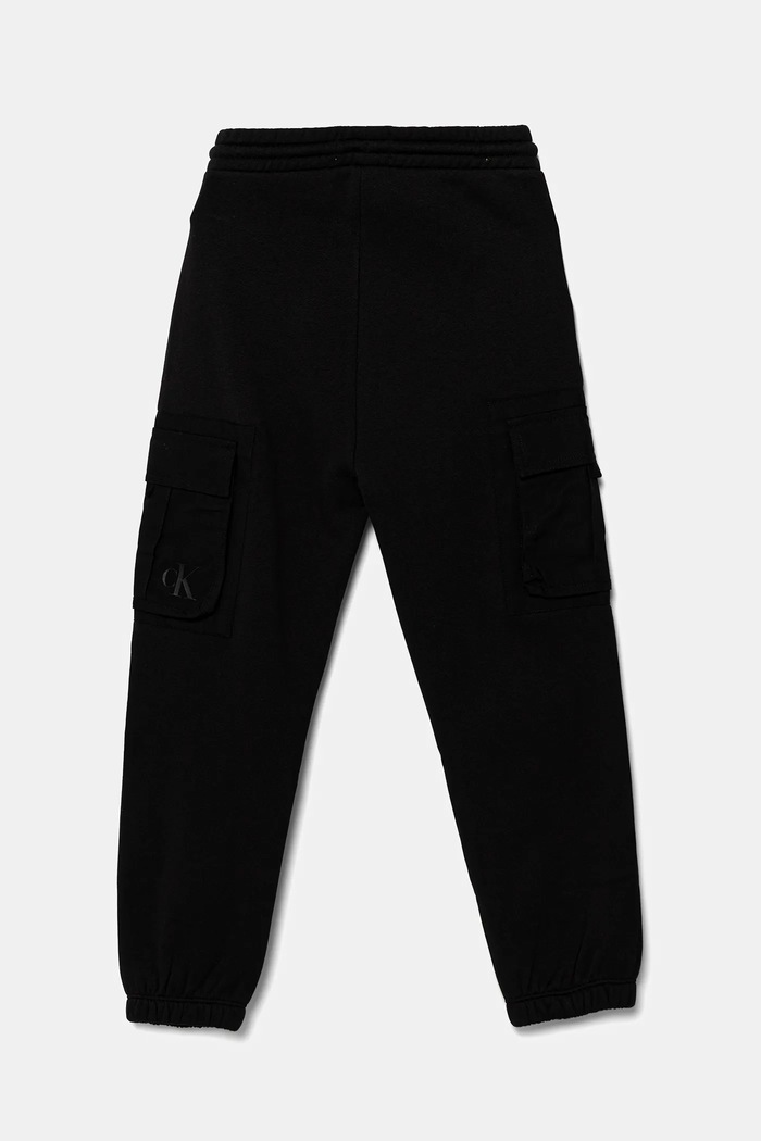 Παιδικό βαμβακερό παντελόνι Calvin Klein Jeans IB0IB02572.9BYA μαύρο AW25