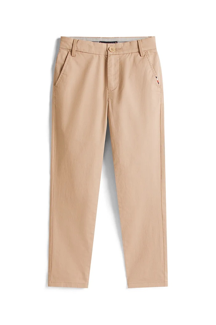 Детски панталон с памук Tommy Hilfiger KB0KB09638.128.176.9BYA кафяв AW25