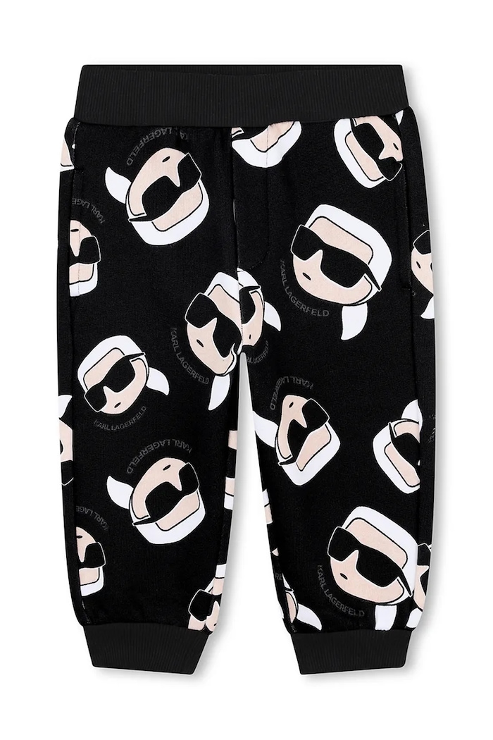 Detské bavlnené tepláky Karl Lagerfeld Z30662.71.81 čierna AW25
