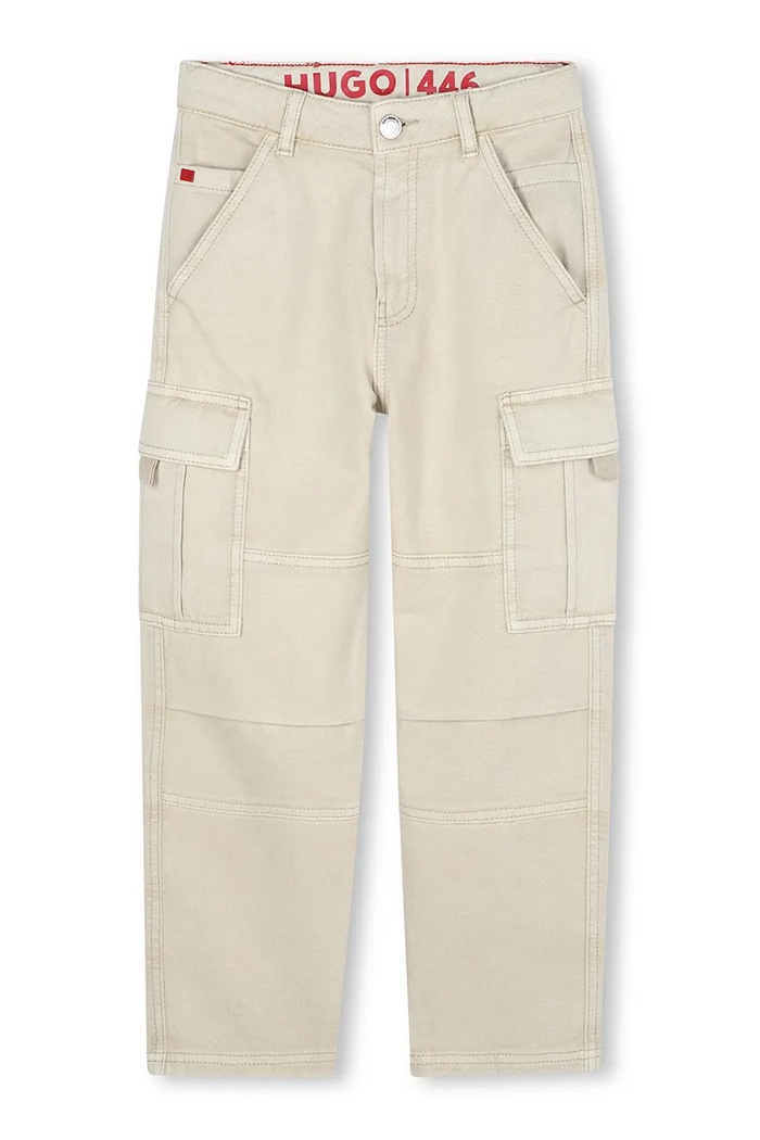HUGO pantaloni de bumbac pentru copii G00480.114.150 bej AW25