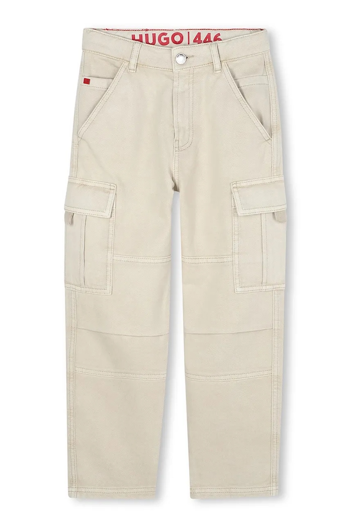 HUGO pantaloni de bumbac pentru copii G00480.114.150 bej AW25