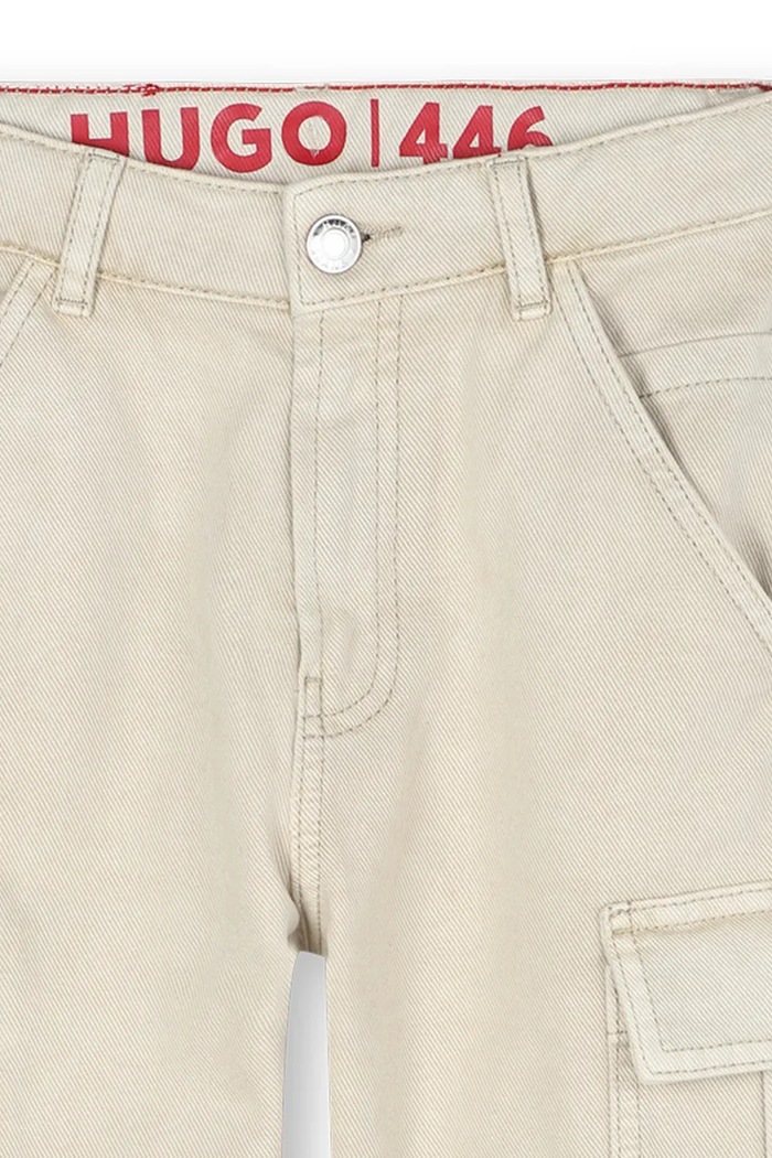 HUGO pantaloni de bumbac pentru copii bej G00480.114.150