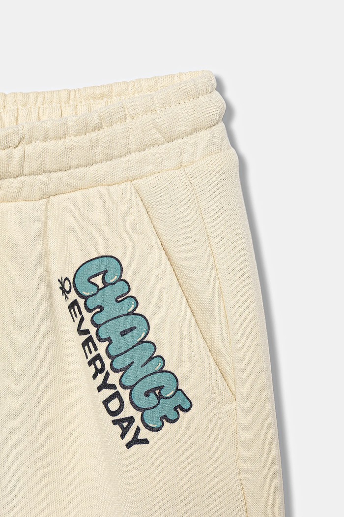 Băieți United Colors of Benetton pantaloni de trening din bumbac pentru copii 3J68GF04Z.P.seasonal bej