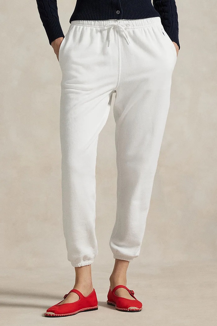 Polo Ralph Lauren teplákové nohavice dámske s bavlnou jednofarebný biela 211971694