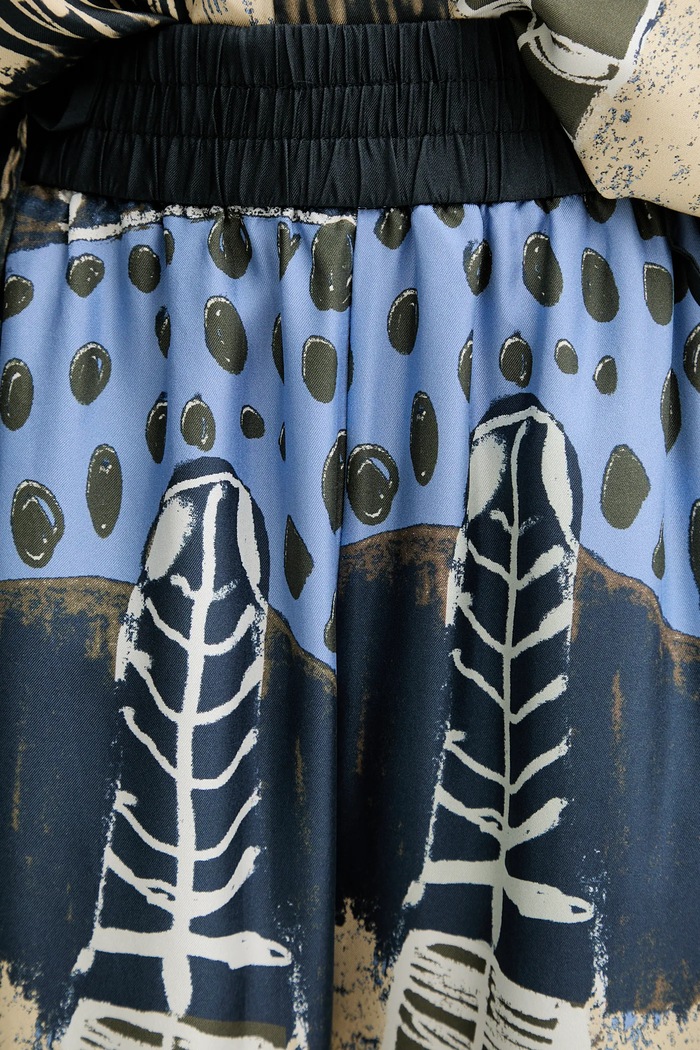 MUNTHE pantaloni de mătase ARUM bleumarin 253140025318