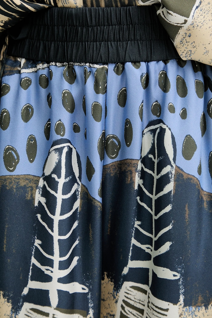 MUNTHE pantaloni de mătase ARUM bleumarin 253140025318