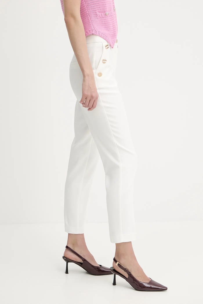 Morgan spodnie slim fit damskie bawełna biały 251.PKY.F