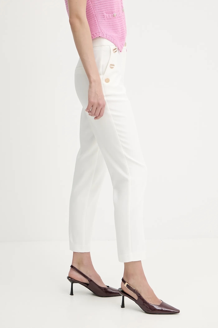 Morgan spodnie slim fit damskie bawełna biały 251.PKY.F