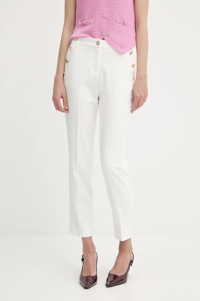Morgan spodnie slim fit damskie biały 251.PKY.F