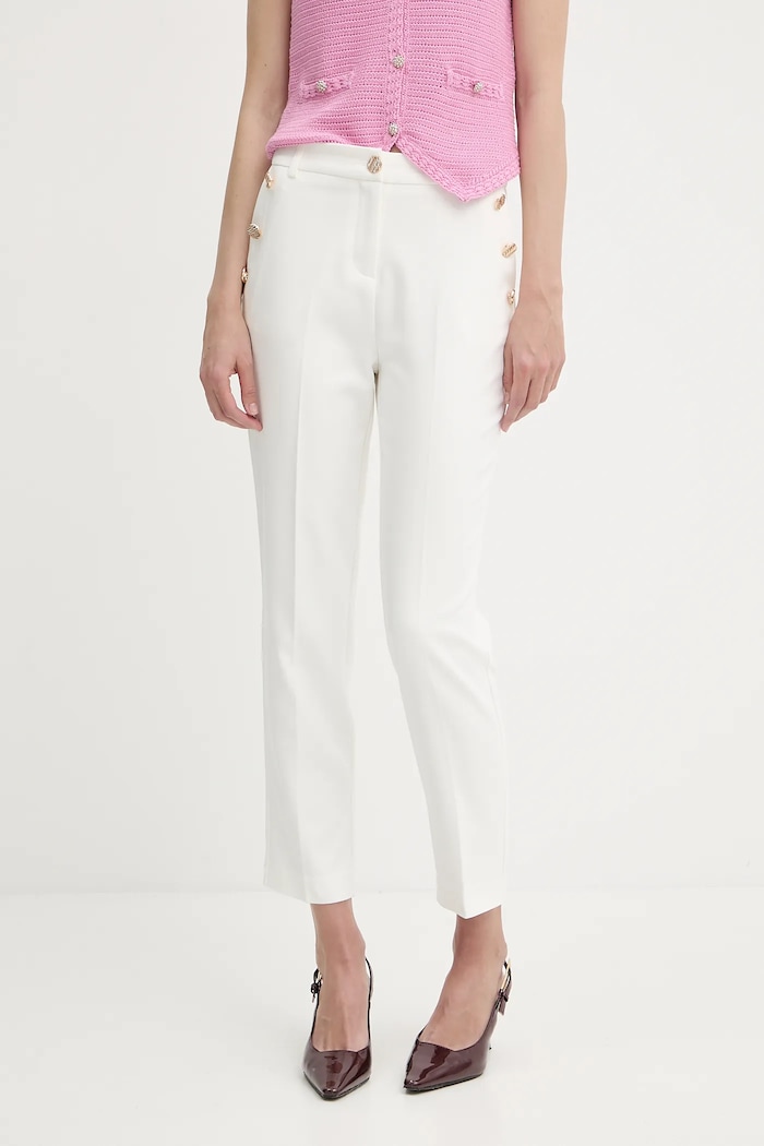 Morgan spodnie slim fit damskie biały 251.PKY.F