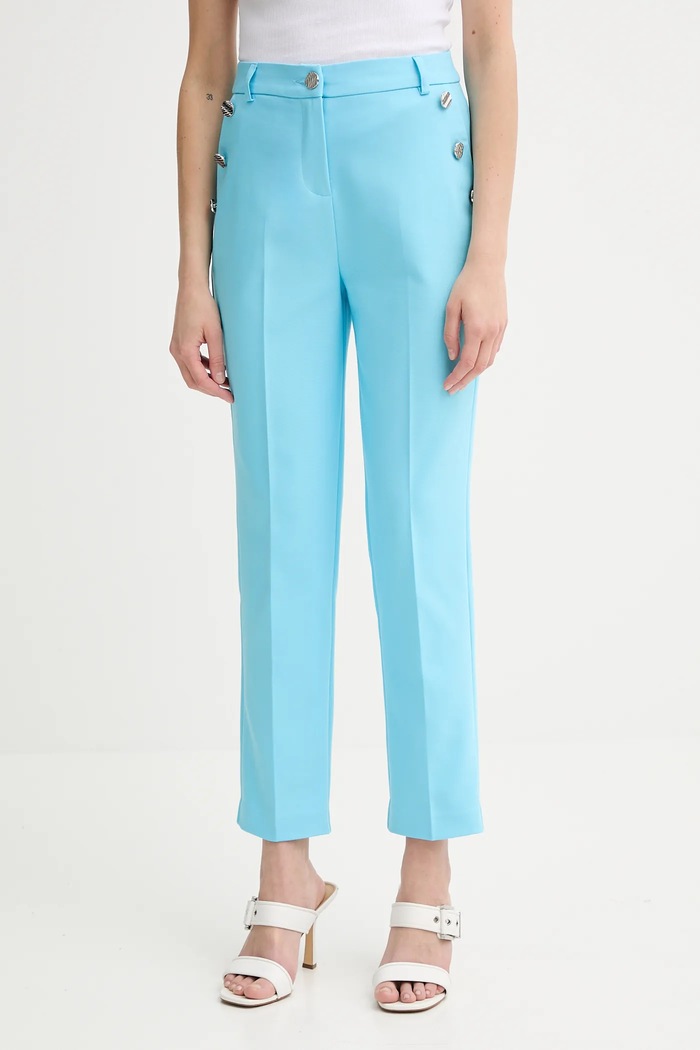 Morgan spodnie slim fit damskie bawełna niebieski 251.PKY.F