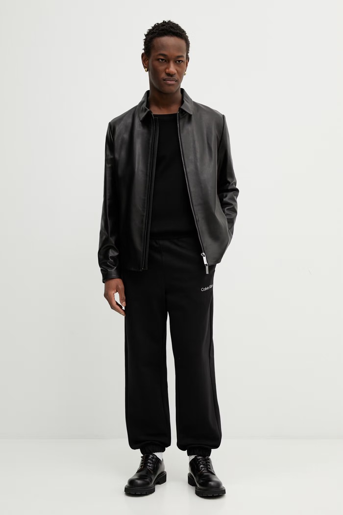Βαμβακερό παντελόνι Calvin Klein LV044C904G μαύρο SS26
