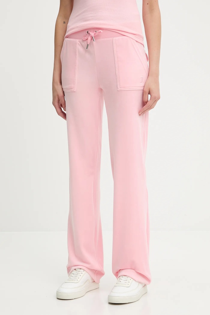 Juicy Couture spodnie dresowe DEL RAY POCKETED PANT z elastanem różowy JCAP180