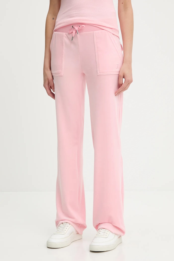 Juicy Couture spodnie dresowe DEL RAY POCKETED PANT z elastanem różowy JCAP180