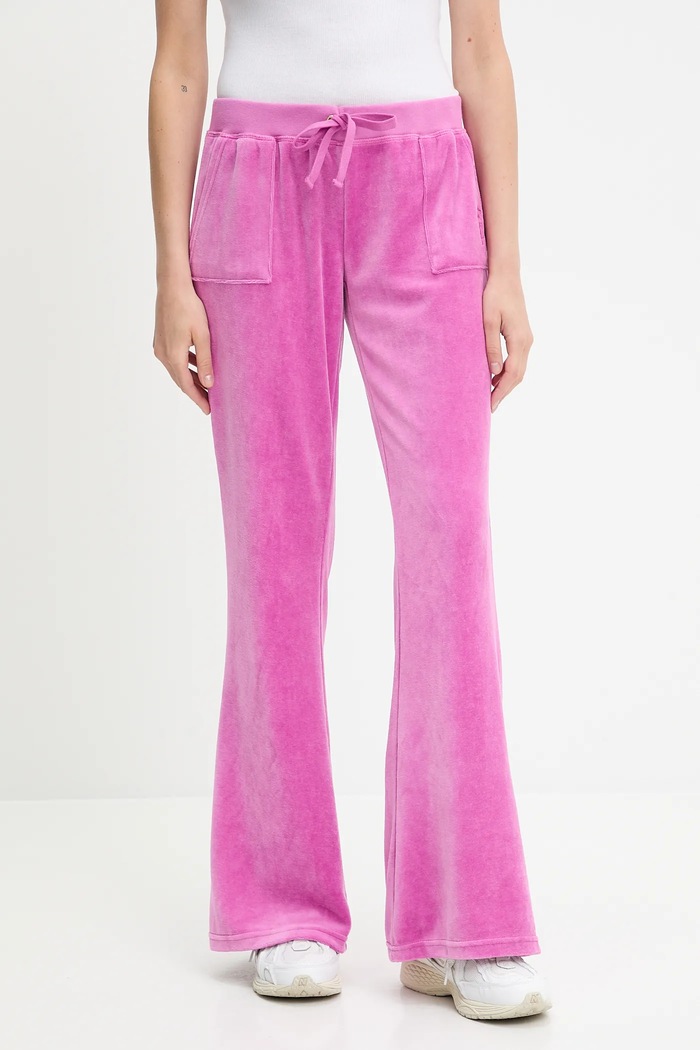 Juicy Couture spodnie dresowe welurowe CAISA LOW RISE PANT dzianina różowy JCSEBJ008G