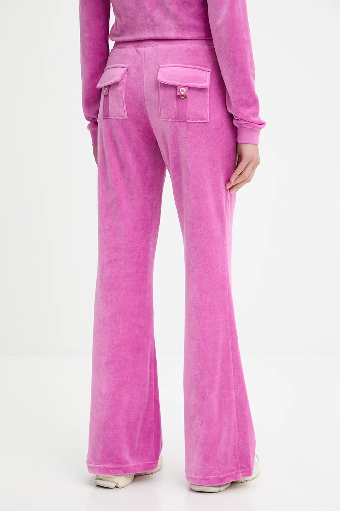 Odzież Juicy Couture spodnie dresowe welurowe CAISA LOW RISE PANT JCSEBJ008G różowy