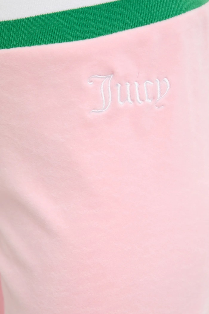Juicy Couture spodnie dresowe welurowe CHRISTINE STRIPE LOW RISE różowy JCWBJ225352