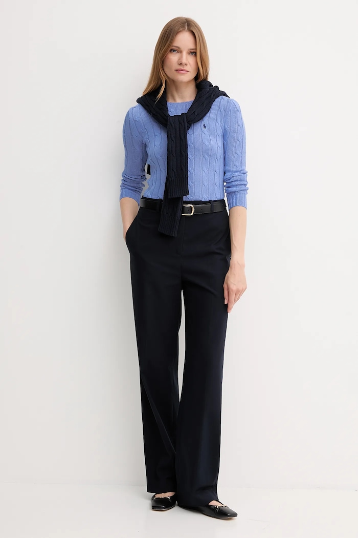 Bavlnené nohavice Tommy Hilfiger WW0WW46811 tmavomodrá AW25