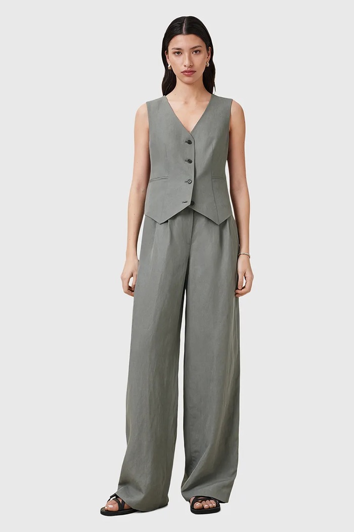 Nohavice AllSaints AVERIE jednofarebný sivá W045QC