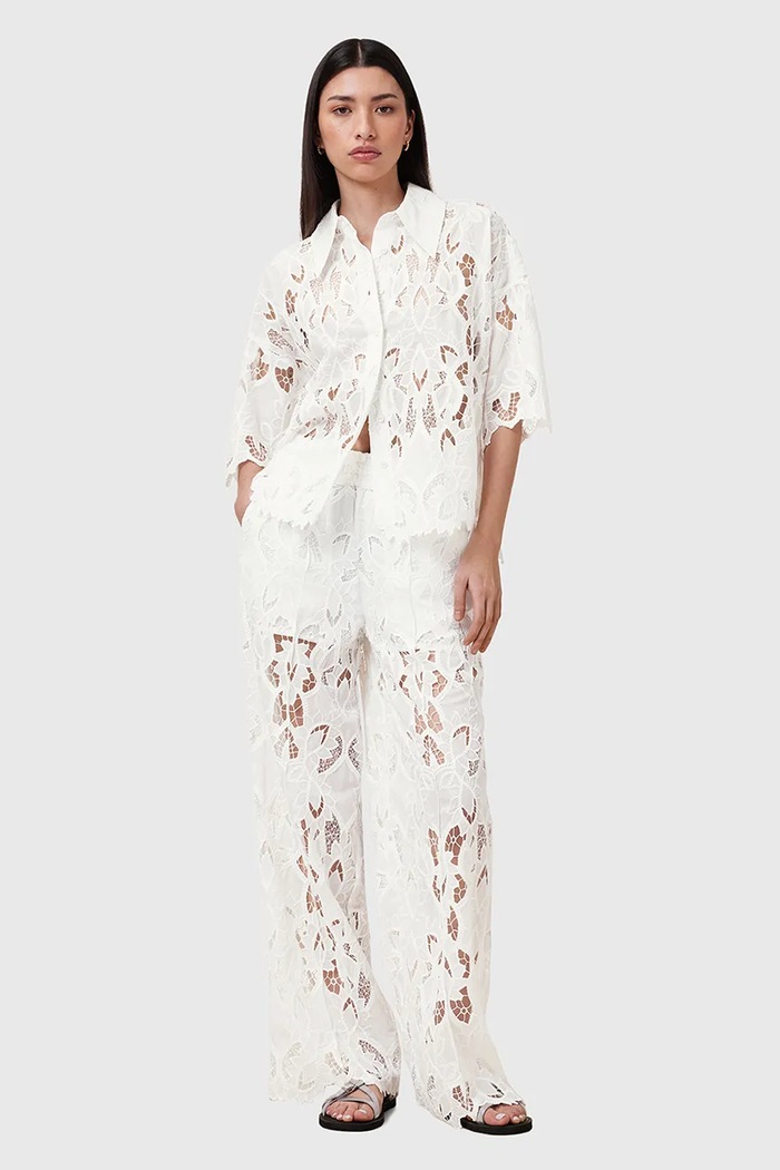 Παντελόνι AllSaints CHARLI ψηλή λευκό W080TC