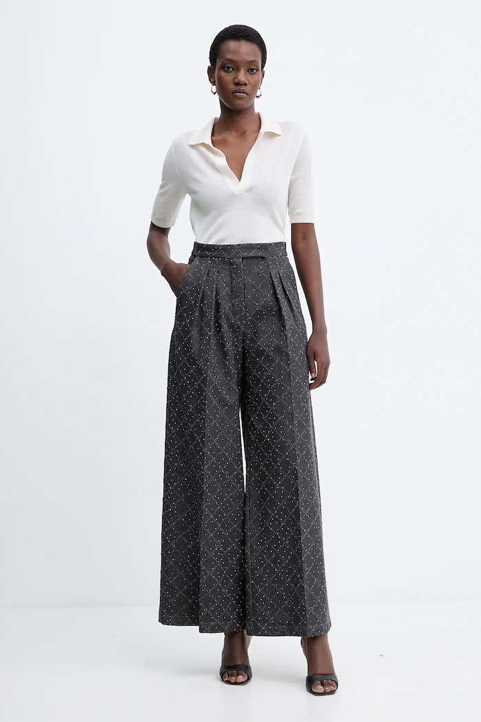 Simona Corsellini pantaloni de bumbac A25CPPA01001 gri AW25